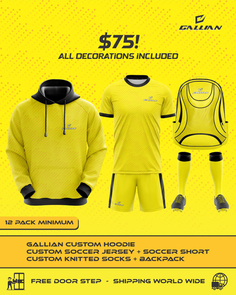 Soccer Player Bundle Pack - Soccer Uniform + Backpack + Socks + Hoodie