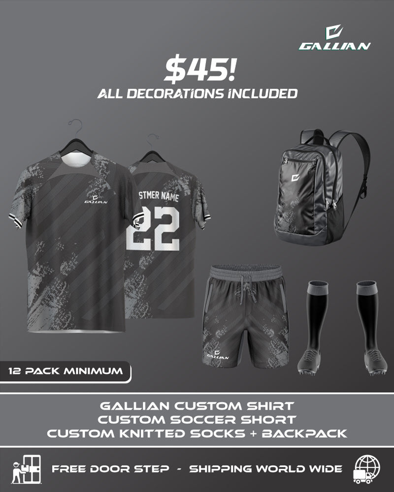 Lowest Price Custom Soccer Bundle Deal Pack - Jersey + Shorts + Socks + Backpack